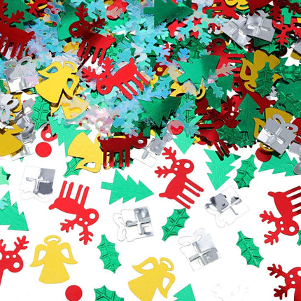 100g/4800PCS Christmas Confetti Mix – Foil Snowflake, Angel, Tree & More