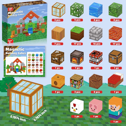 100PCS Magnetic Blocks Building Cube Game, STEM Toy for Kids 3–10