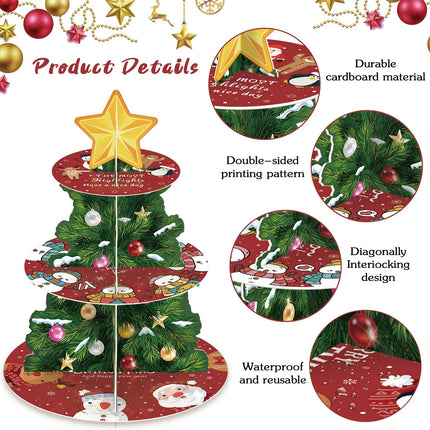 Merry Christmas Cupcake Stand – 3-Tier Dessert Tower for Holiday Parties