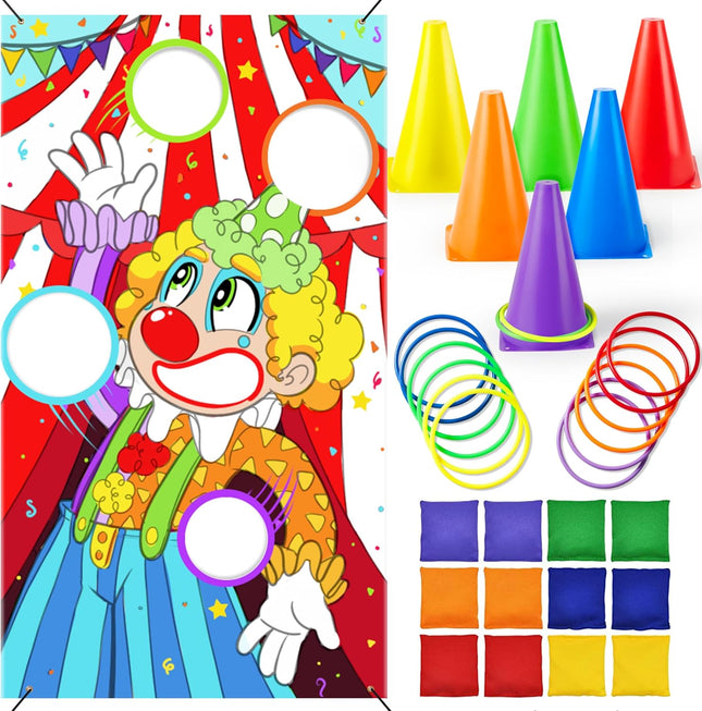 31PCS Family Outdoor Game Set Ring Toss Bean Bag Cornhole for Kids