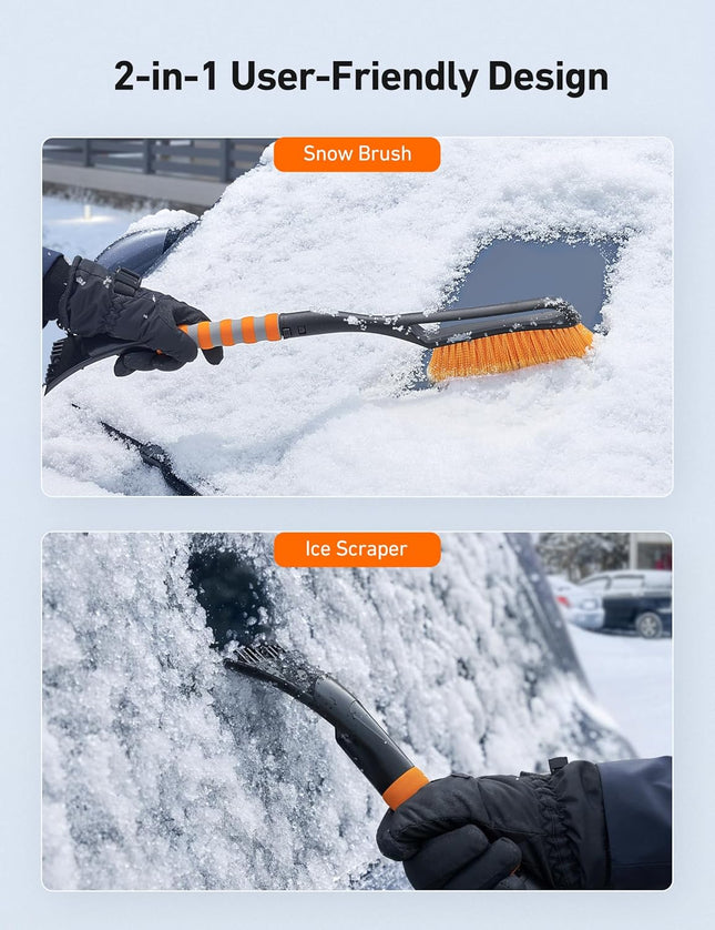 27" Snow Brush & Ice Scraper – Detachable with Foam Grip for Cars, Trucks, SUVs