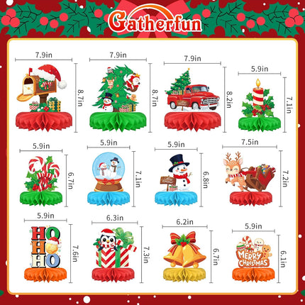 Christmas Table Toppers Honeycomb Centerpieces Santa & Snowman Holiday Décor