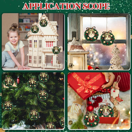 10PCS Mini Christmas Wreaths 2.36" – Green Wreaths with Bows for Crafts