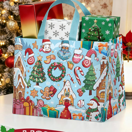 8PCS Christmas Tote Bags – Non-Woven Reusable Holiday Gift Bags