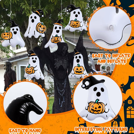 18-Piece Halloween Inflatable Ghost Balloons, 16in & 9in PVC Haunted House Decor