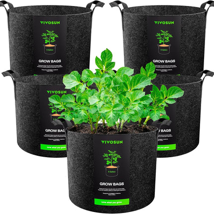 5 Pack 5 Gallon Grow Bags, 300G Thick Fabric Pots with Handles, Reusable