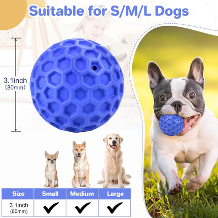 Indestructible Squeaky Dog Ball Toy for Aggressive Chewers Teeth Cleaning