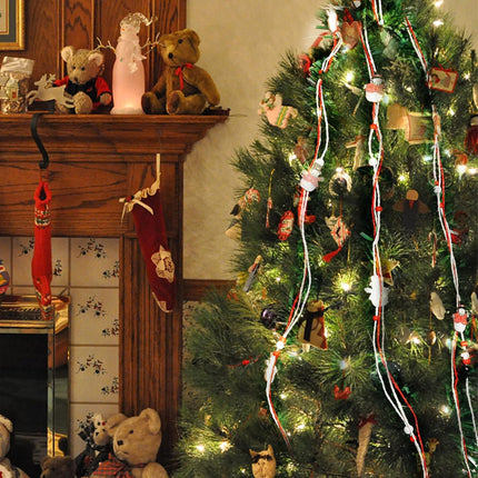 3-Pack Christmas Beads Ribbon, 16.4 Ft – Tree Trim Rope with Santa Claus & Snowman