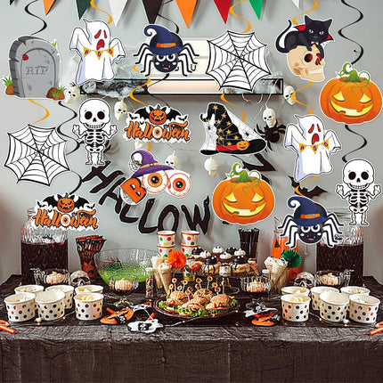 40-Piece Halloween Hanging Swirls, Pumpkin Spider Ghost Ceiling Streamers Party Decor