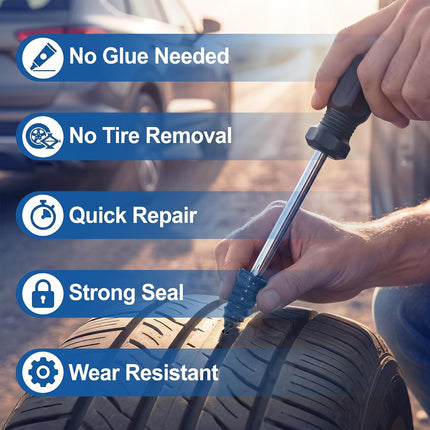 61PCS Tire Repair Screws Kit, Self-Sealing Tire Plugs with Screwdriver for Car Truck
