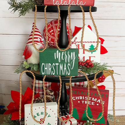19ft Gold Wooden Bead Garland – Christmas Boho Decor with 10 Hanging Crafts