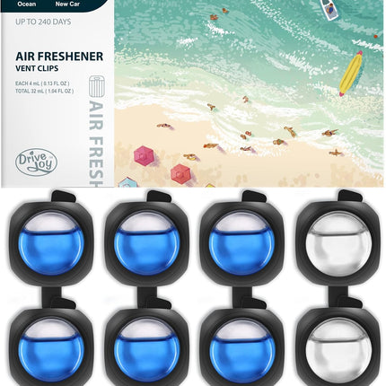 8-Pack Car Air Freshener Vent Clips, 6 Ocean & 2 New Car Scents, Long-Lasting