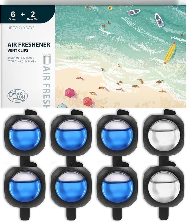 8-Pack Car Air Freshener Vent Clips, 6 Ocean & 2 New Car Scents, Long-Lasting