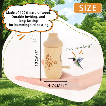 3 Pack Hummingbird Houses – Natural Wood Outdoor Hanging Bird Homes