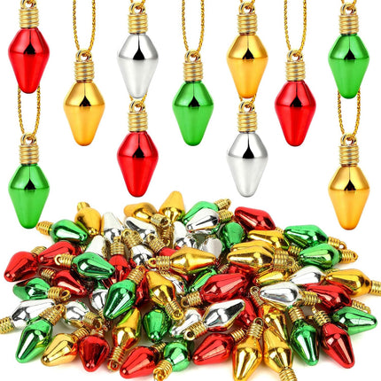 60PCS Mini Christmas Light Bulb Ornaments – Glitter Xmas Tree Decorations