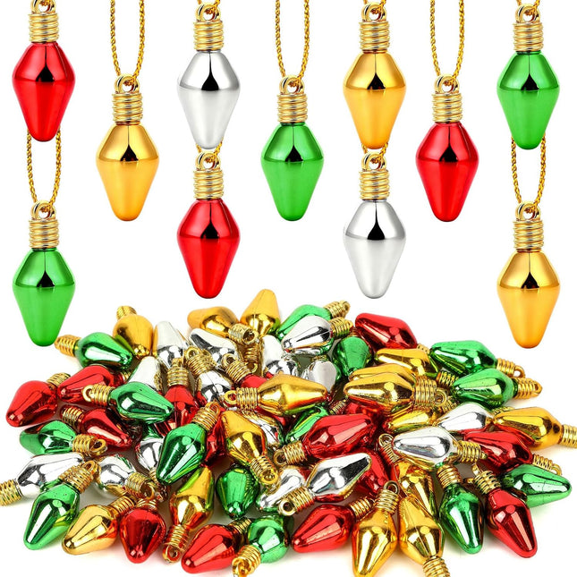 60PCS Mini Christmas Light Bulb Ornaments – Glitter Xmas Tree Decorations