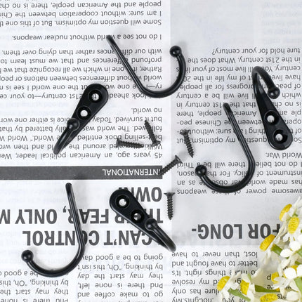 10 Pack Black Wall Hooks – Rustproof Metal, Screws Included, Versatile Use