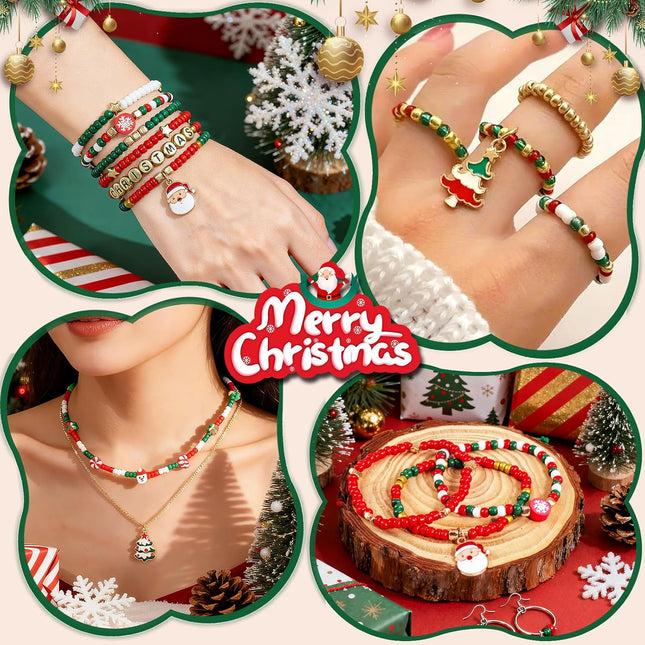 Christmas Friendship Bracelet Kit – 2100PCS Beads & Charms for DIY Gifts