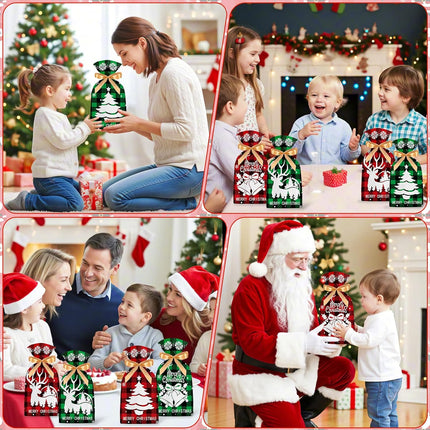 30pcs Christmas Treat Bags – Red & Green Plaid Drawstring Gift Bags