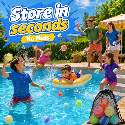 12PCS Reusable Silicone Water Balloons Quick Fill Pool Beach Toys for Kids