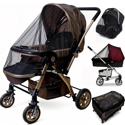 2 Pack Baby Mosquito Net, Universal Stroller Bassinet Insect Barrier Black