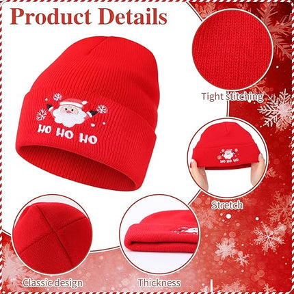 2PCS Winter Knit Beanies – Cuffed Embroidered Hats for Men & Women
