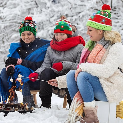 Christmas Knitted Beanie – Light-Up Xmas Hat with 6 Colorful LED Lights
