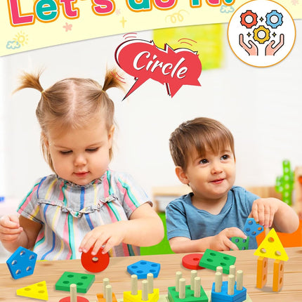 Montessori Wooden Shape Sorter – Toddler Learning Toy for Ages 1-3
