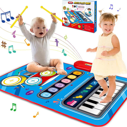Baby Musical Play Mat – 2-in-1 Piano & Drum Toy for Toddlers 1–2
