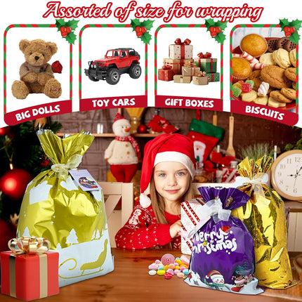 20-Piece Christmas Gift Bags Set, Assorted Sizes & 9 Styles Santa Gift Wrapping & Holiday Decor