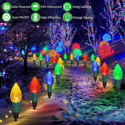 20 Pack Solar C9 Christmas Stake Lights – 2-in-1 Outdoor Xmas Decorations
