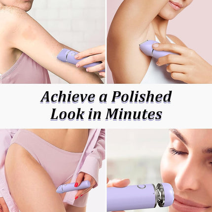 Bikini Trimmer and Shaver Kit for Women 2 in 1 Wet Dry Electric Purple Waterproof