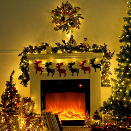 Green Wire 100 LED Fairy Lights – Battery & Remote, Warm White for Christmas