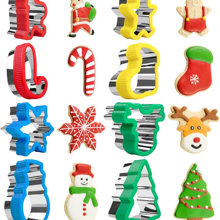 8PCS Christmas Cookie Cutters Holiday Biscuit Cutter Set with Comfort Grip