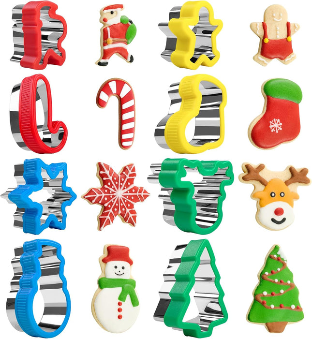 8PCS Christmas Cookie Cutters Holiday Biscuit Cutter Set with Comfort Grip