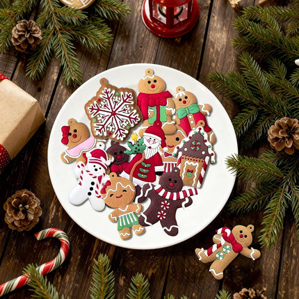 12PCS Christmas Tree Ornaments – Cute Snowman, Santa Claus, Gingerbread & Assorted Decorations
