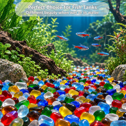 Colourful Sea Glass Stones 14oz Clear Glass Pebbles for Aquariums Vases Crafts Decor