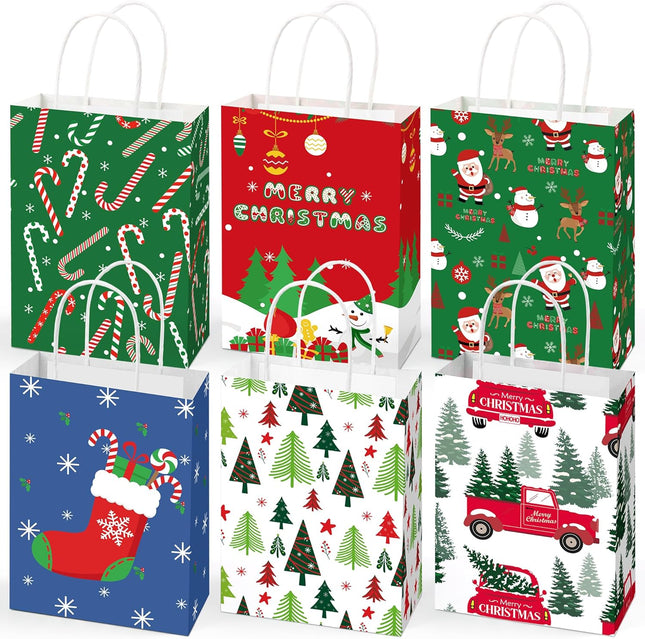 12-Pack Small Christmas Gift Bags – Perfect for Holiday Gifts & Stocking Stuffers