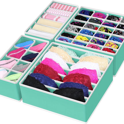 4-Pack Drawer Organizer Set – Foldable Closet Dividers for Underwear & Socks