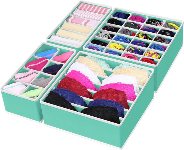 4-Pack Drawer Organizer Set – Foldable Closet Dividers for Underwear & Socks