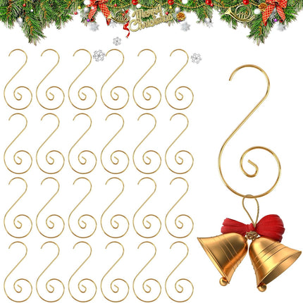 100pcs Gold Ornament Hooks – Metal Christmas Hangers for Tree Balls & Decorations