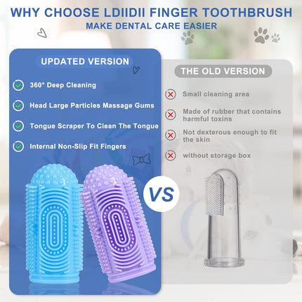 4-Pack Dog Toothbrush Kit – Finger & Regular Brushes for Teeth Cleaning & Dental Care
