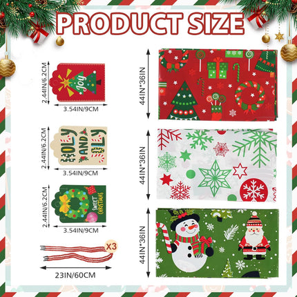 3 Pack Large Christmas Gift Bags – 36×44" Reusable Jumbo Holiday Sacks