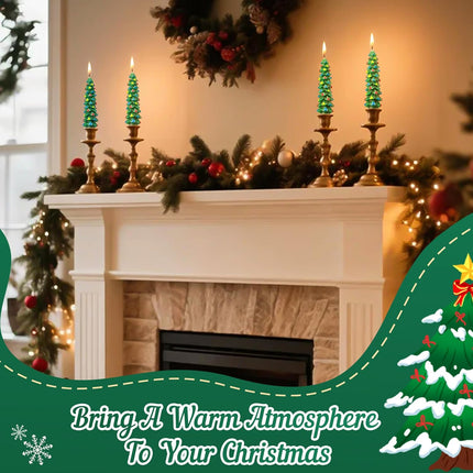 2-Pack Christmas Tree Candles – 5" Green Beeswax Holiday Table Decor