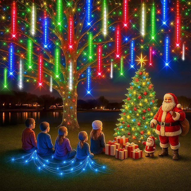 LED Meteor Shower Rain Lights – 12" Xmas Party Decorations Outdoor