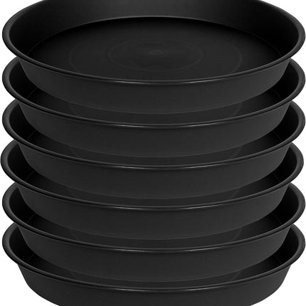 6 Pack 6" Plant Saucer Trays, Heavy Duty Plastic Pot Water Trays, Black
