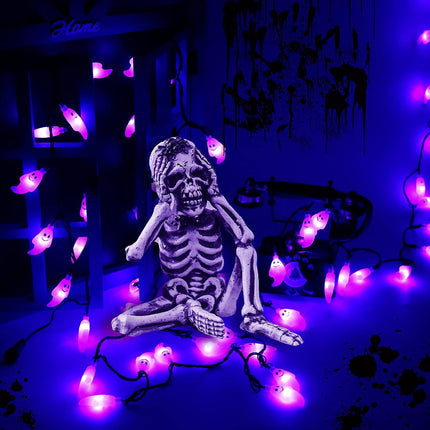 20FT 60LED Purple Ghost String Lights, Plug-In, Timer, 8 Modes, Waterproof Decor