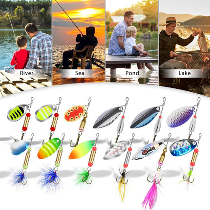 Spinner Fishing Baits with Copper Blade for Bass, Trout & Freshwater Fish