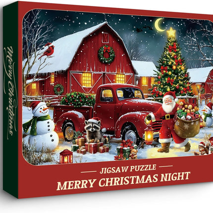 1000-Piece Christmas Puzzle for Adults – Santa, Snow, Red Truck & Snowman