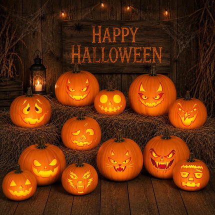 Halloween Pumpkin Decorating Kit, Funny Face Stickers, Party Favors & Classroom Decor